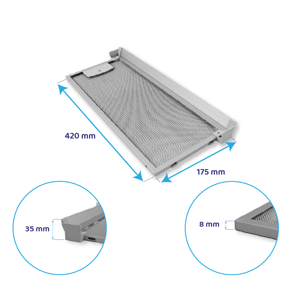 Filtro metálico Siemens 420x175mm 352812 / 00352812 (Delantero)