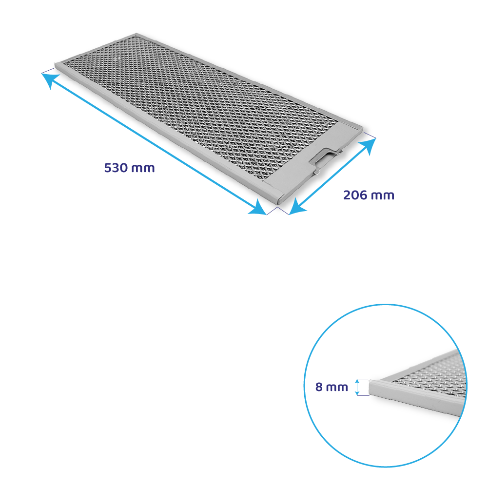 Filtro metálico Bosch 530x206mm 460007 / 00460007 (x2)