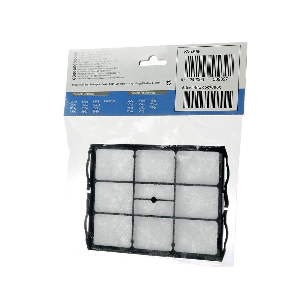 Filtro protector del motor para aspiradoras Bosch VZ01MSF