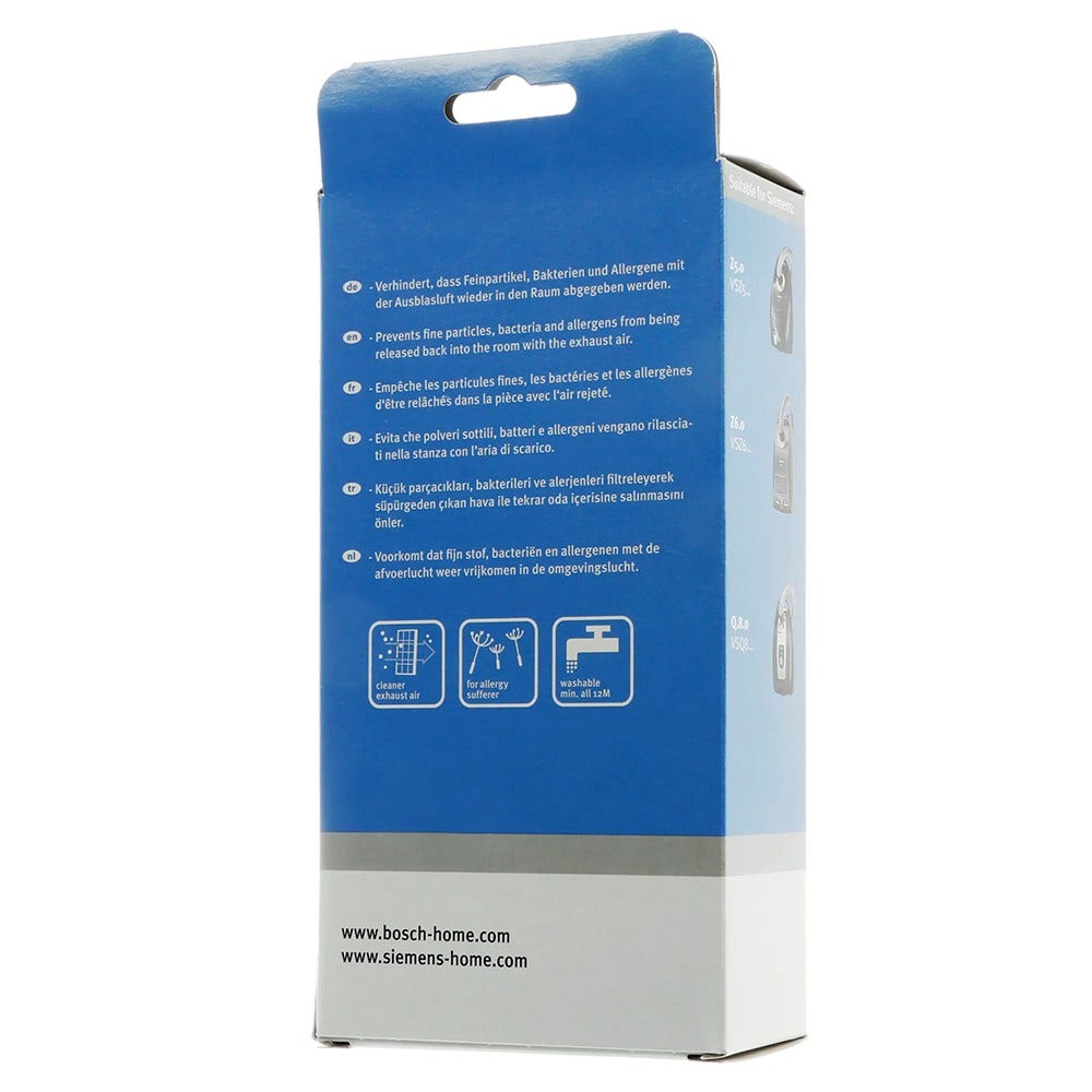 Filtro HEPA para aspiradora Siemens BBZ154HF / VSZ5 / BSGL5