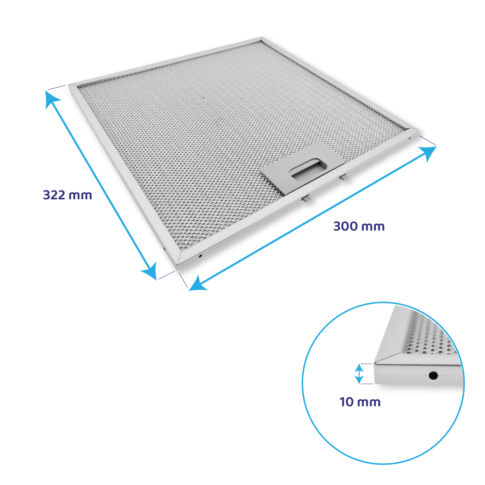 Filtro metálico Gorenje 322x300x10mm 184756