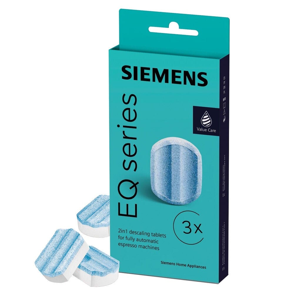 Tabletas descalcificadoras Siemens EQ. Series 2 en 1 00312094 / TZ80002A / 00576693 (3 unidades)