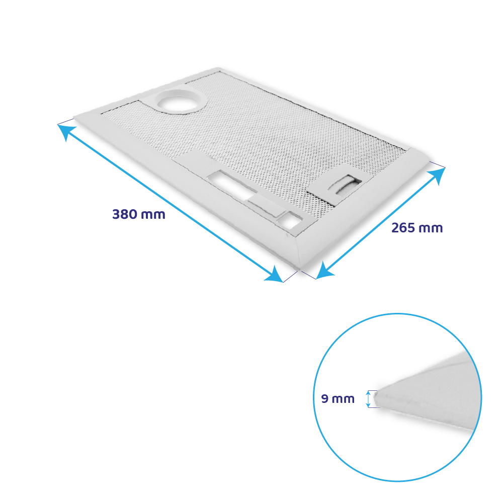 Filtro metálico Bosch 380x265mm 365480 / 00365480 (derecha)