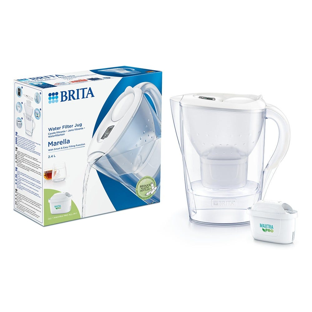 Jarra filtrante BRITA Marella 2.4L + Filtro de agua AllSpares (x6)