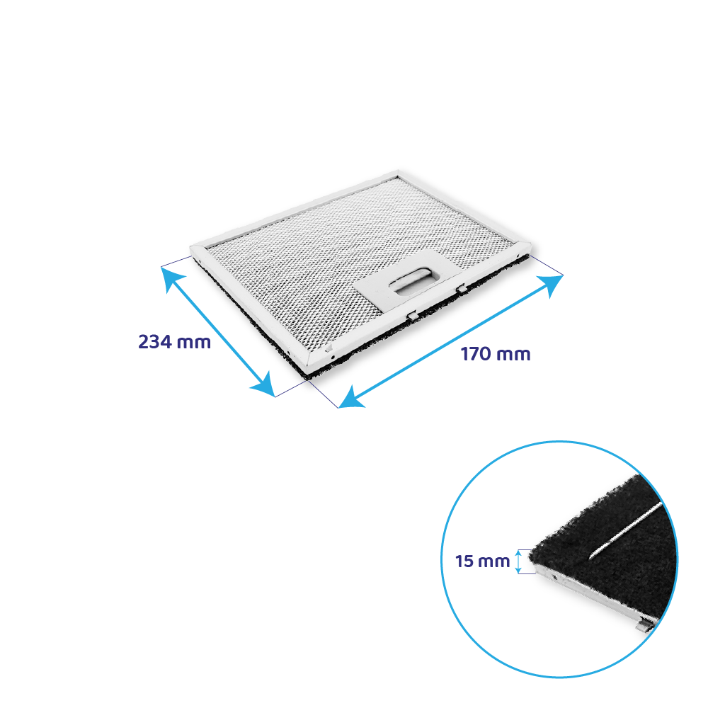 Filtro metálico Electrolux con filtro de carbono 234x170mm 80873433