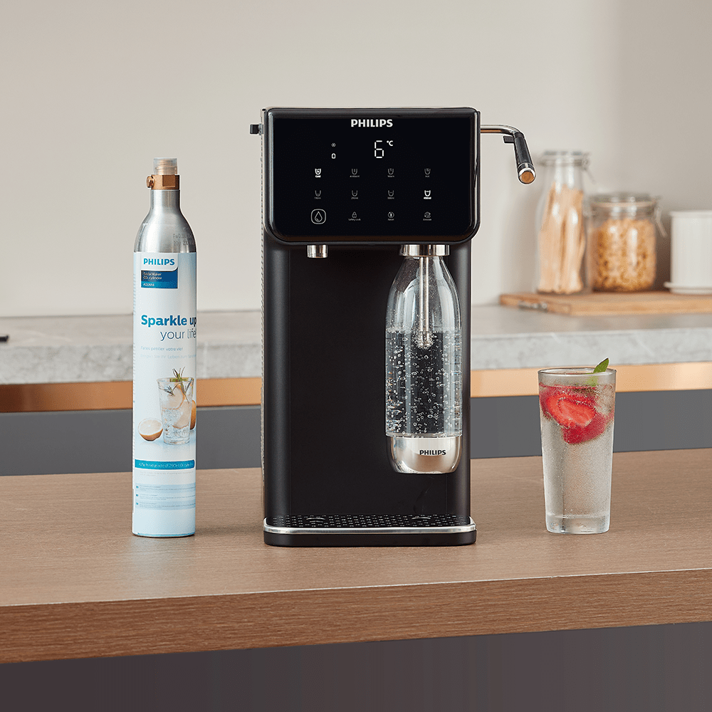 Dispensador de agua fría, caliente y con gas Philips ADD5962BK (filtra PFAS) compatible con BRITA