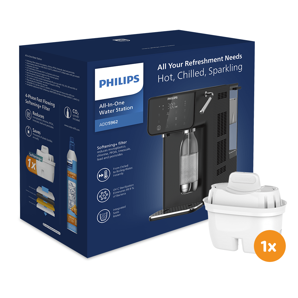 Dispensador de agua fría, caliente y con gas Philips ADD5962BK (filtra PFAS) compatible con BRITA