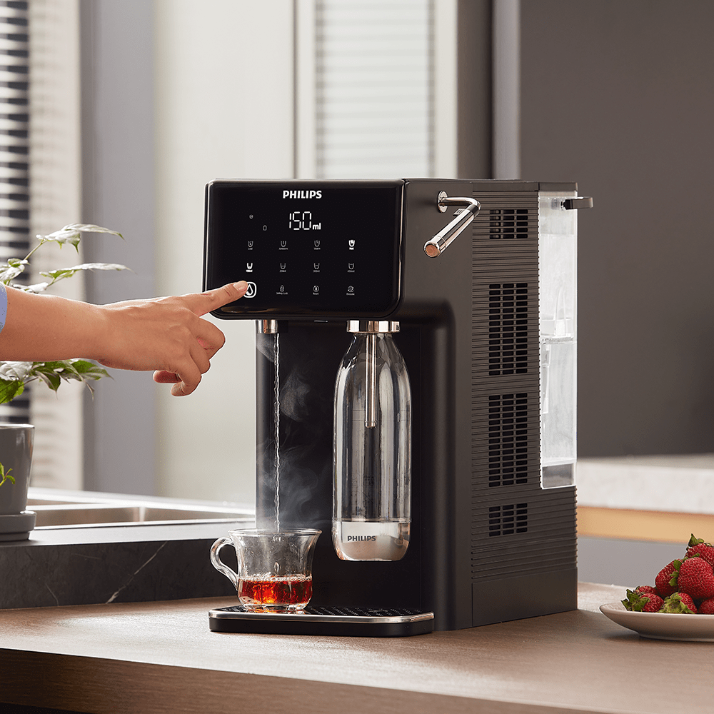 Dispensador de agua fría, caliente y con gas Philips ADD5962BK (filtra PFAS) compatible con BRITA