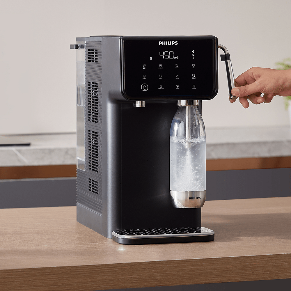 Dispensador de agua fría, caliente y con gas Philips ADD5962BK (filtra PFAS) compatible con BRITA