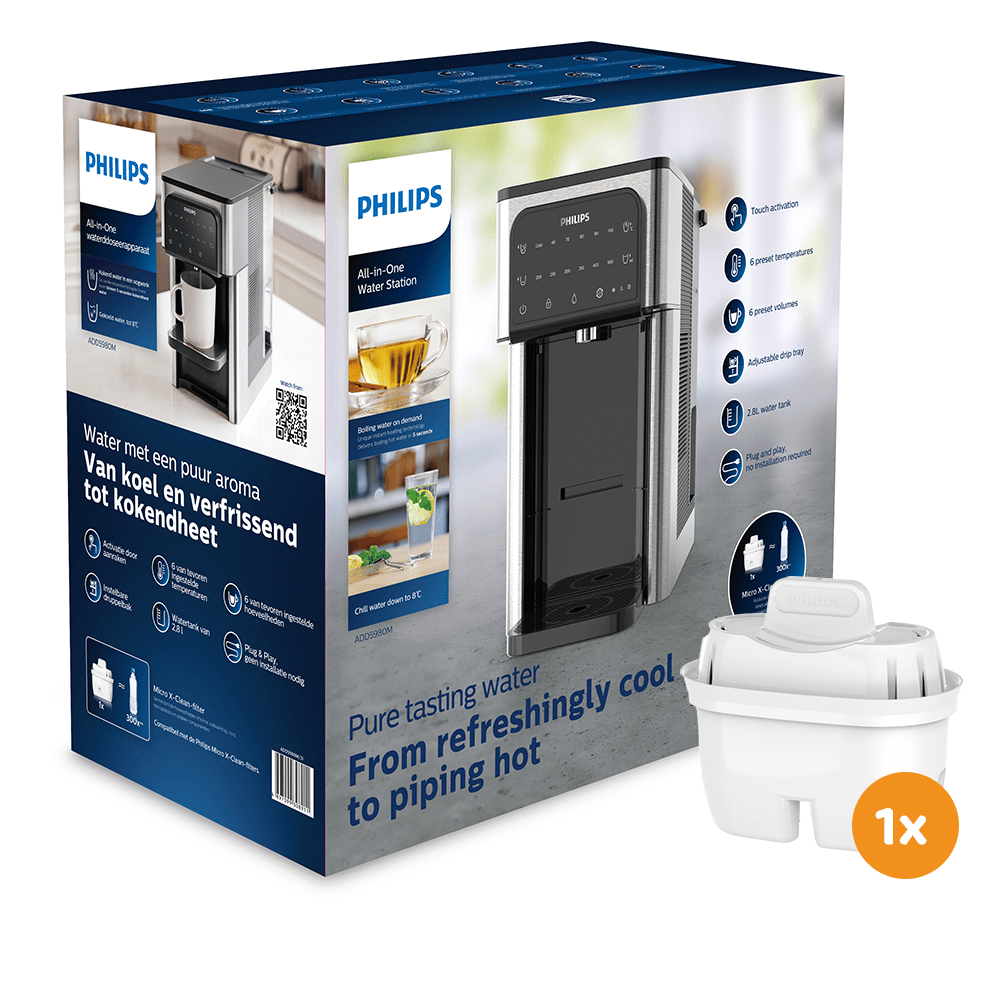 Dispensador de agua todo en uno Philips para agua caliente + fría ADD5980M (filtra PFAS) compatible con BRITA