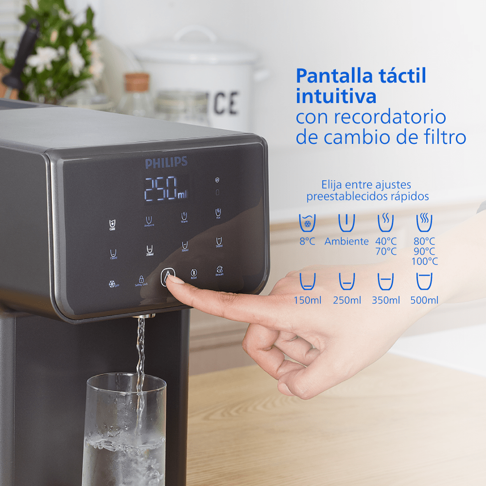 Dispensador de agua  caliente y fría  Philips ADD5981GR (filtra PFAS) compatible con BRITA