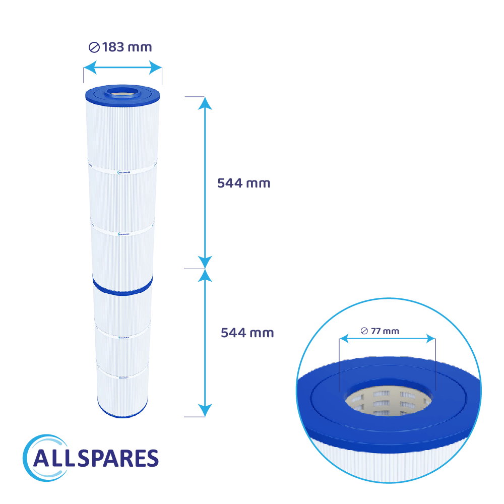 Filtro de agua para piscina compatible con Emaux CF200 / CF200-CE / 914100450 (2x 544mm)