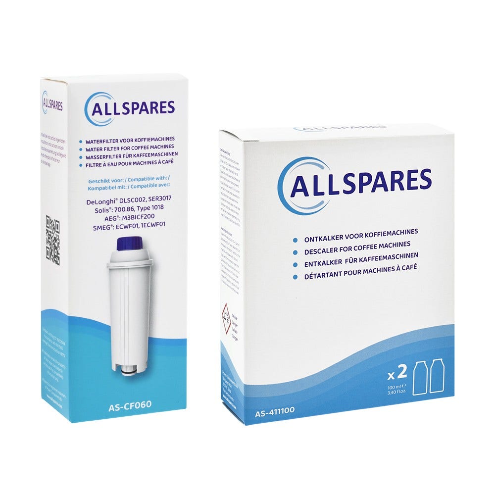 Set de mantenimiento para cafetera Filtro de agua + Descalcificador (2x100ml) compatible con Delonghi