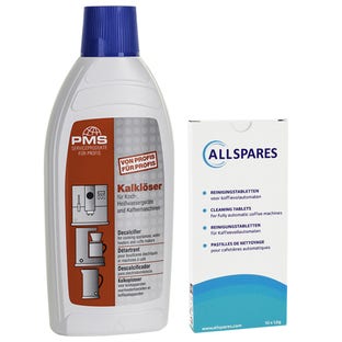 Pastillas set de mantenimiento para cafetera (10 uds.) + antical (500ml) compatible con Bosch