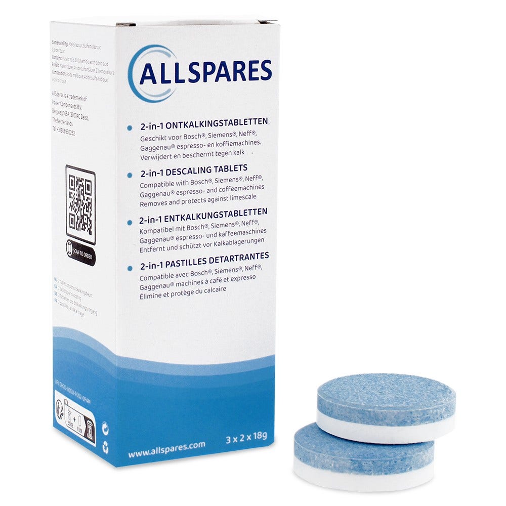 2-in-1 Tabletas descalcificadoras compatibles con Siemens EQ / 00311975 / TZ80002 (6x18gr)