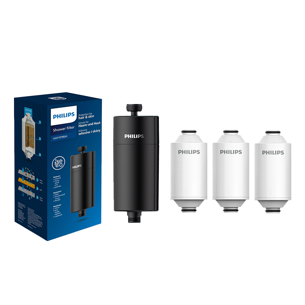 Filtro de Ducha Philips Negro + 3 Filtros – Universal