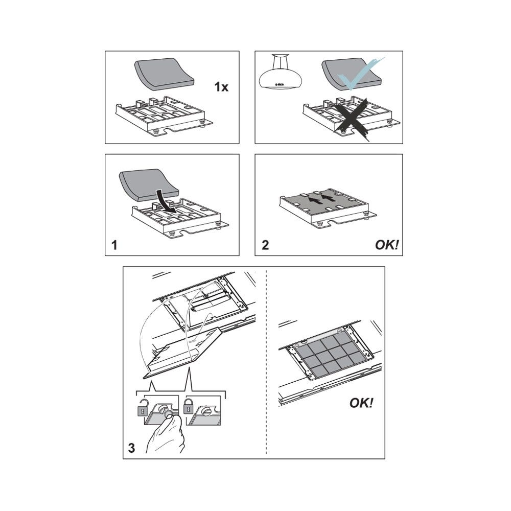 Filtro de carbono regenerable compatible con Ignis 484000008571 / CFW020/1