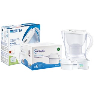 Jarra de filtro de agua BRITA Marella + Filtro de agua AllSpares 6-pack (filtra PFAS)