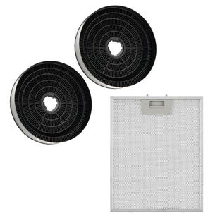 Set Filtros de carbón (x2) + filtro metálico (x1) compatibles con Candy KFC6918 / 35602061