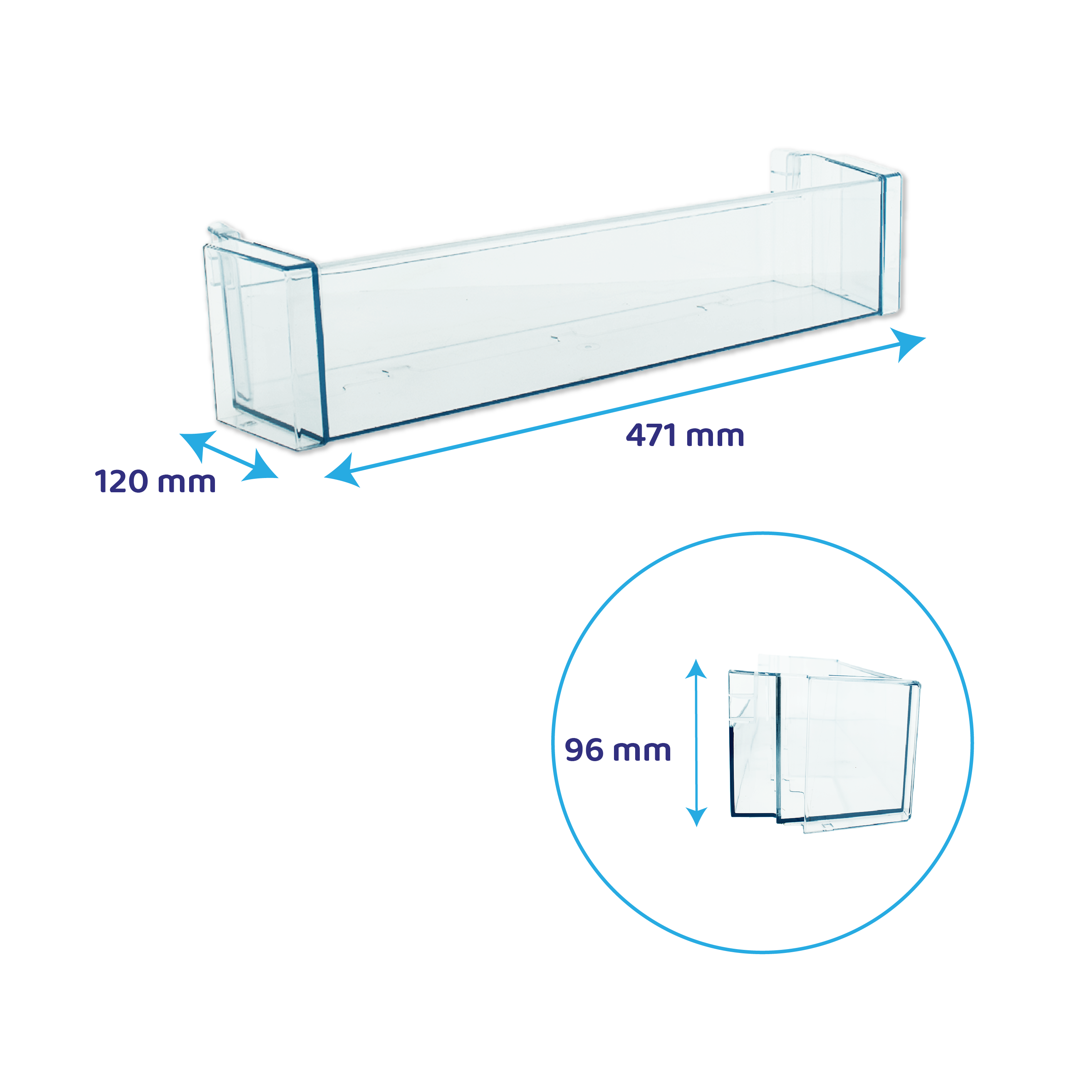 Balconera para botellas de frigorífico 471x120mm compatible con Bosch 00709646