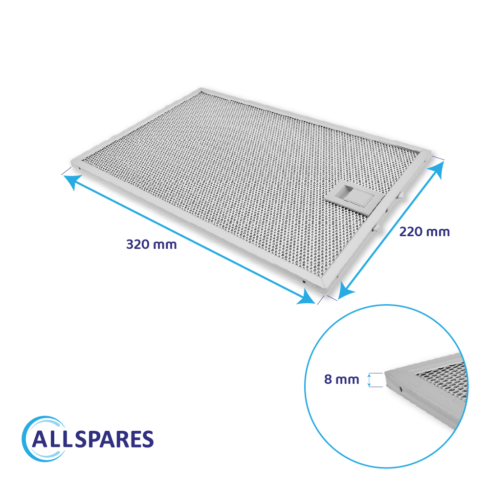 Filtro metálico AllSpares 320x220mm 362380 / 00362380