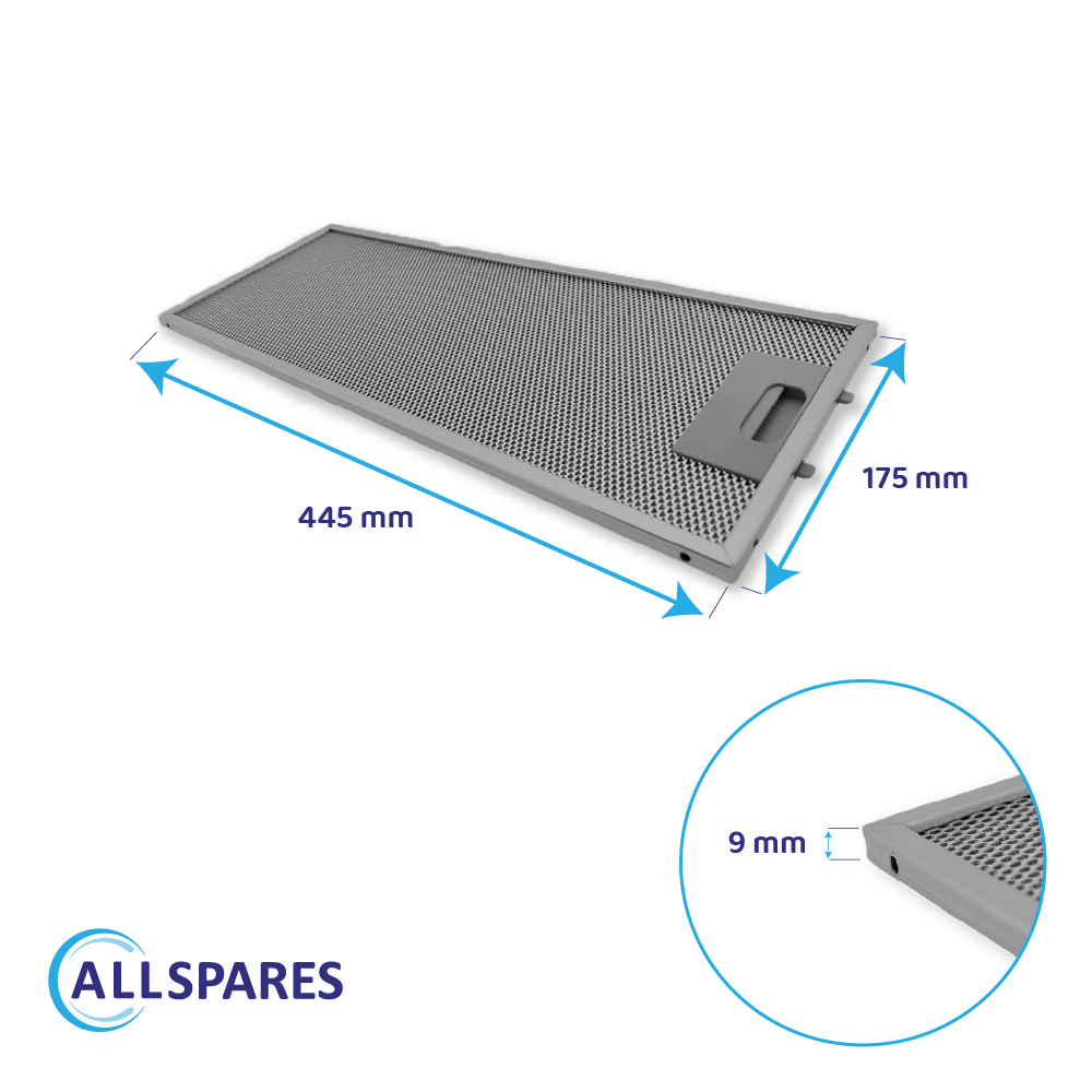 Filtro metálico 445x175mm compatible con Bosch 352813 / 00352813