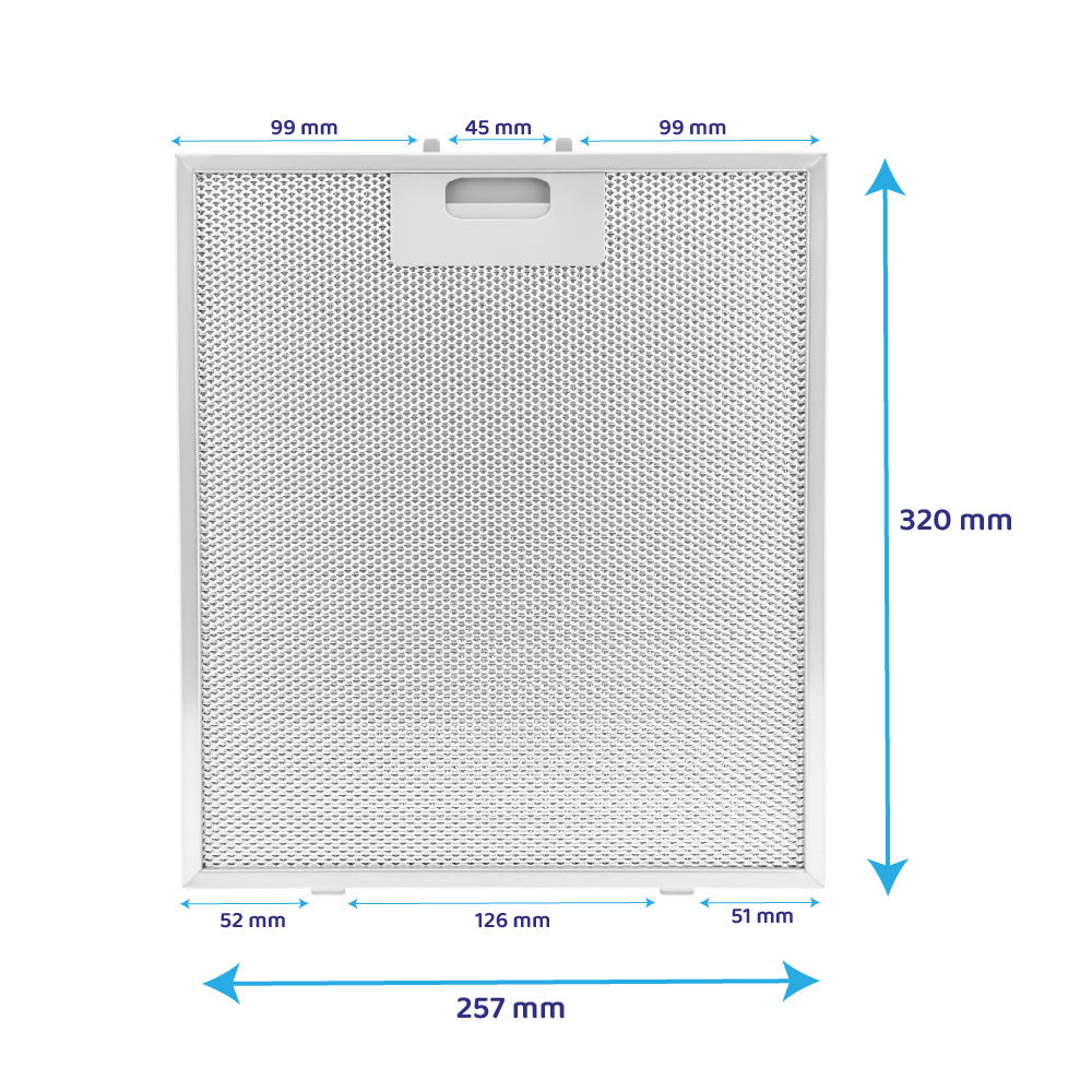 Filtro metálico 320x257x8mm compatible con ATAG 18831 / 88017203