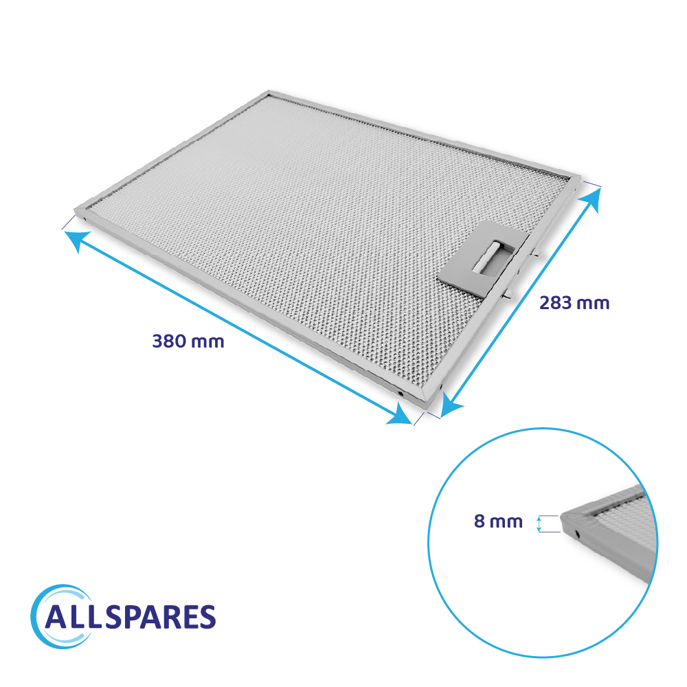 Filtro metálico 380x283x8mm compatible con Bosch 422872 / 00422872