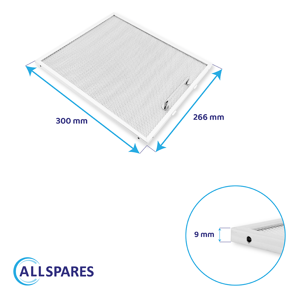 Filtro metálico 300x266x9mm compatible con Neff 210340 / 00210340