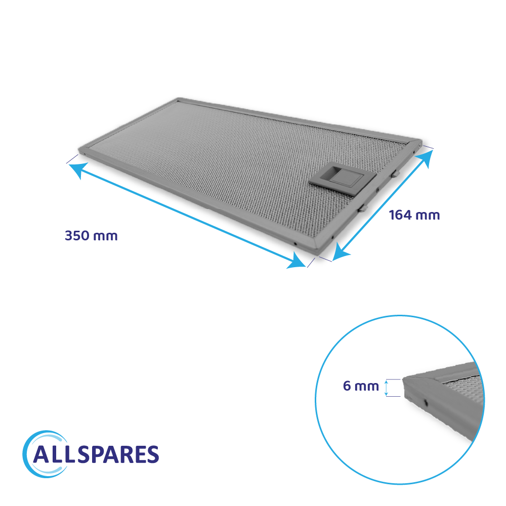 Filtro metálico 350x164mm compatible con Gaggenau 435204 / 00435204
