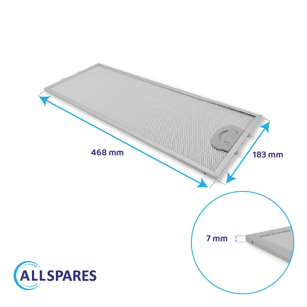 Filtro metálico 468x183x7mm compatible con ATAG 401468