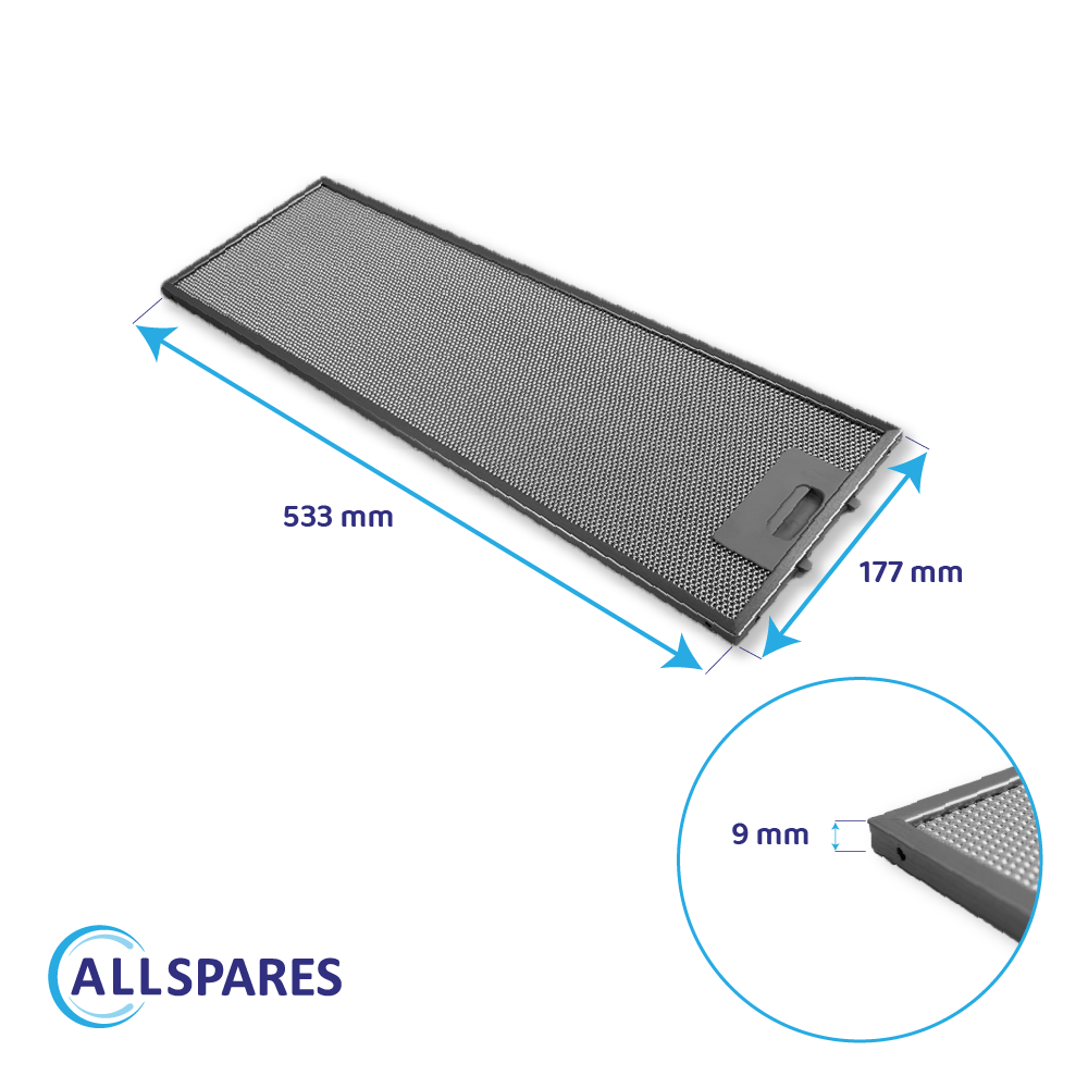 Filtro metálico 532x176x9mm compatible con Candy 49025283