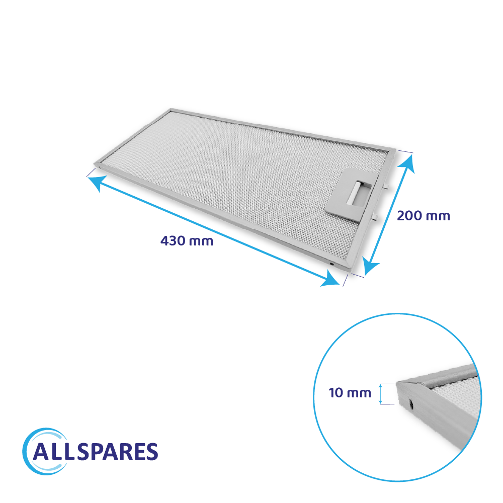 Filtro metálico AllSpares 430x200x10mm 50268357006
