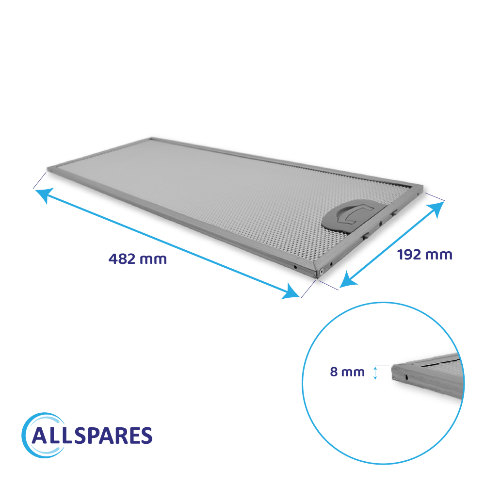 Filtro metálico 477x203x8mm compatible con Constructa 482x192mm