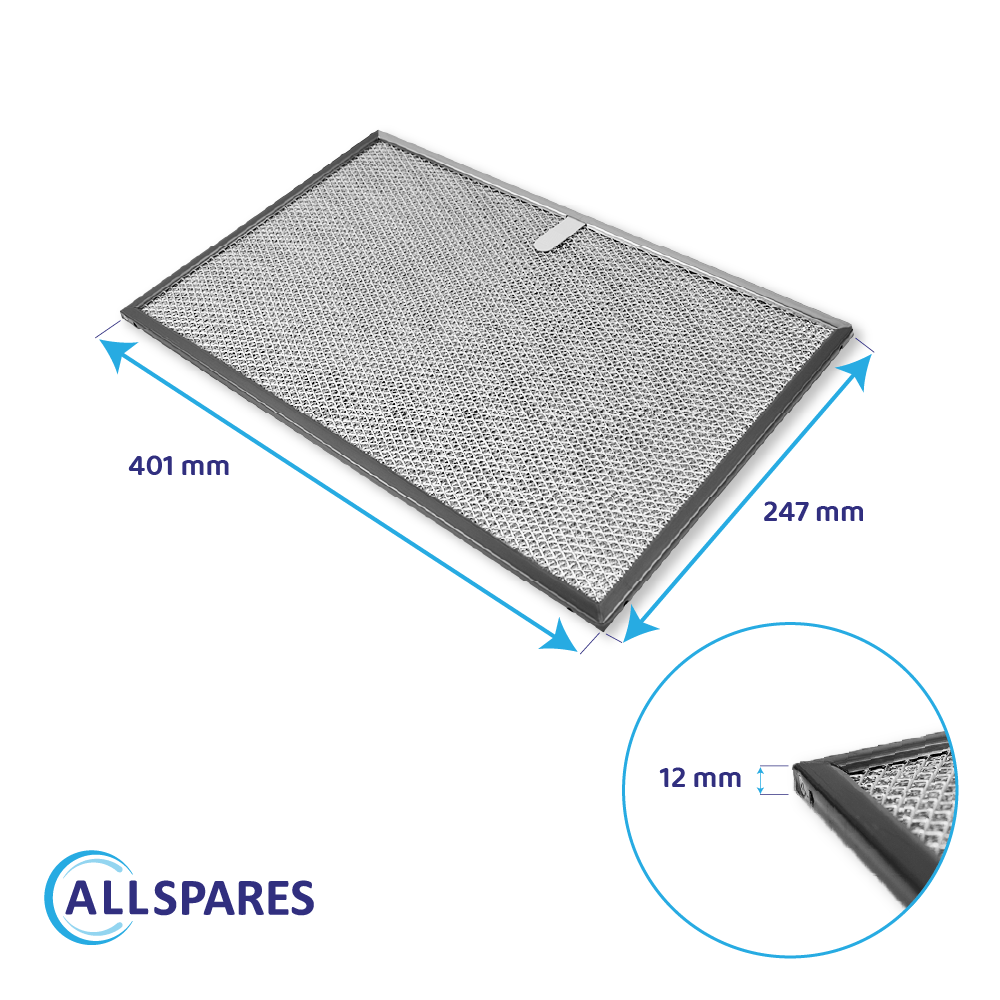 Filtro metálico 401x247mm compatible con Novy 563-8040