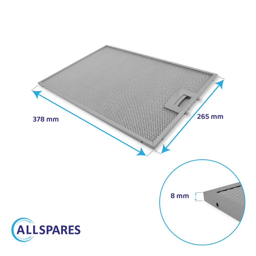 Filtro metálico 378x265mm compatible con Balay 11025757 / 11022929