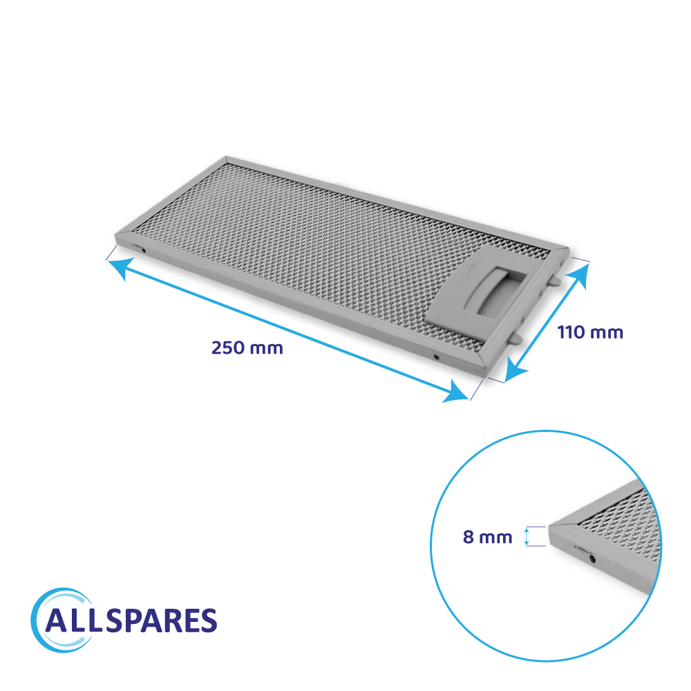 Filtro metálico 250x110mm compatible con Neff 11022470
