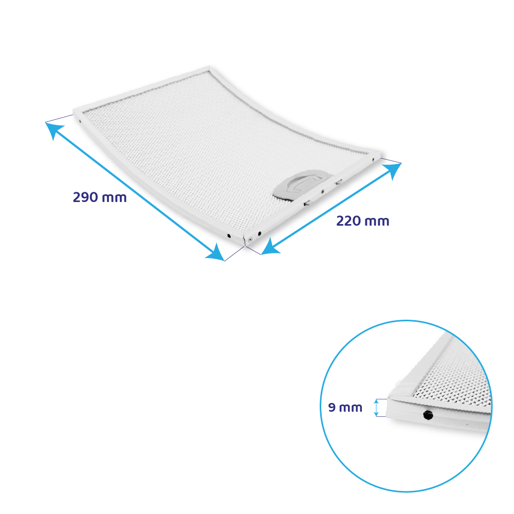 Filtro metálico 290x220mm (curvado) compatible con Airone ACFMAA9X22X29MC000
