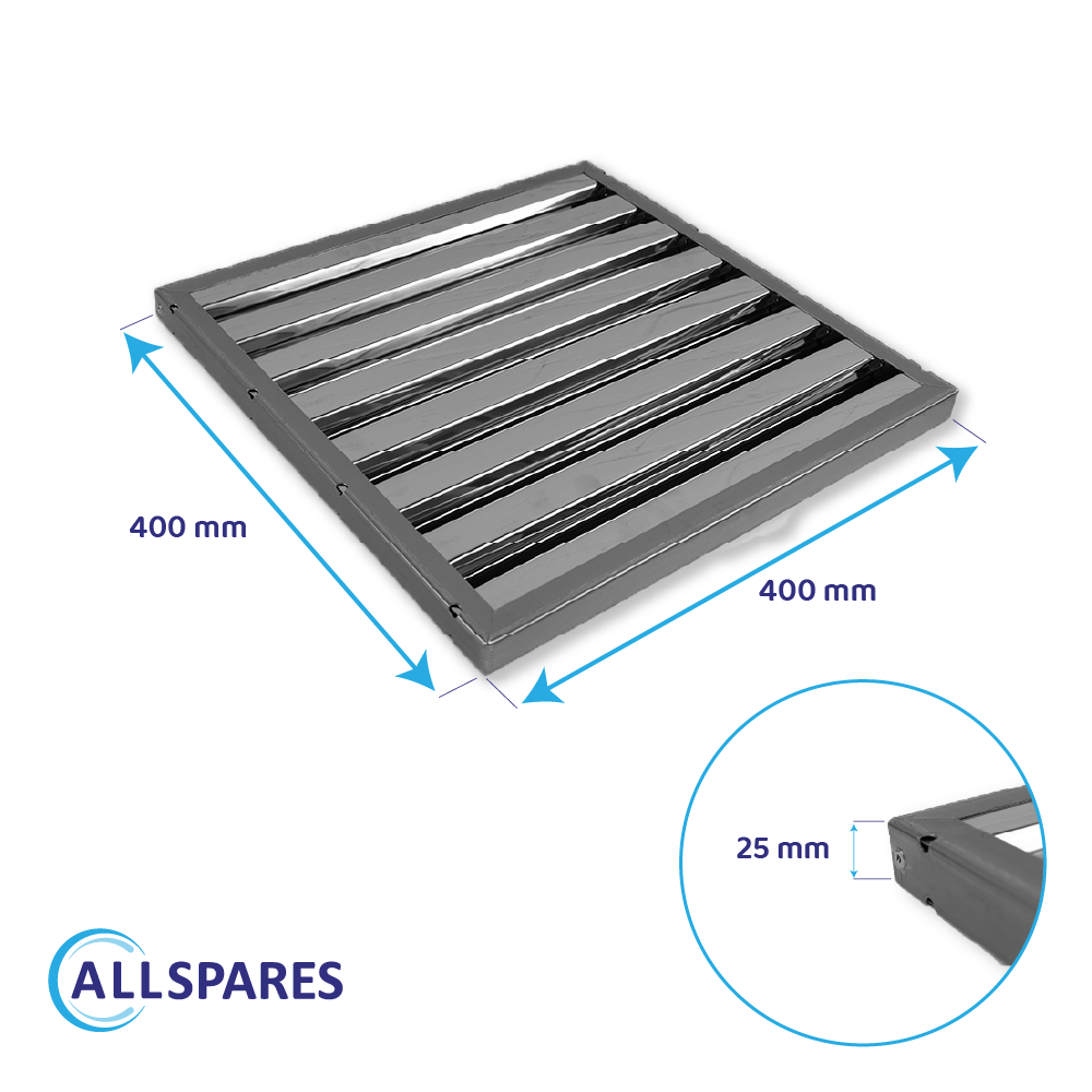 Filtro de lamas 400x400x25mm (Tipo B) compatible con Campana de extracción para Hostelería