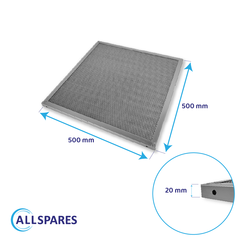 Filtro de malla 500x500x20mm INOX
