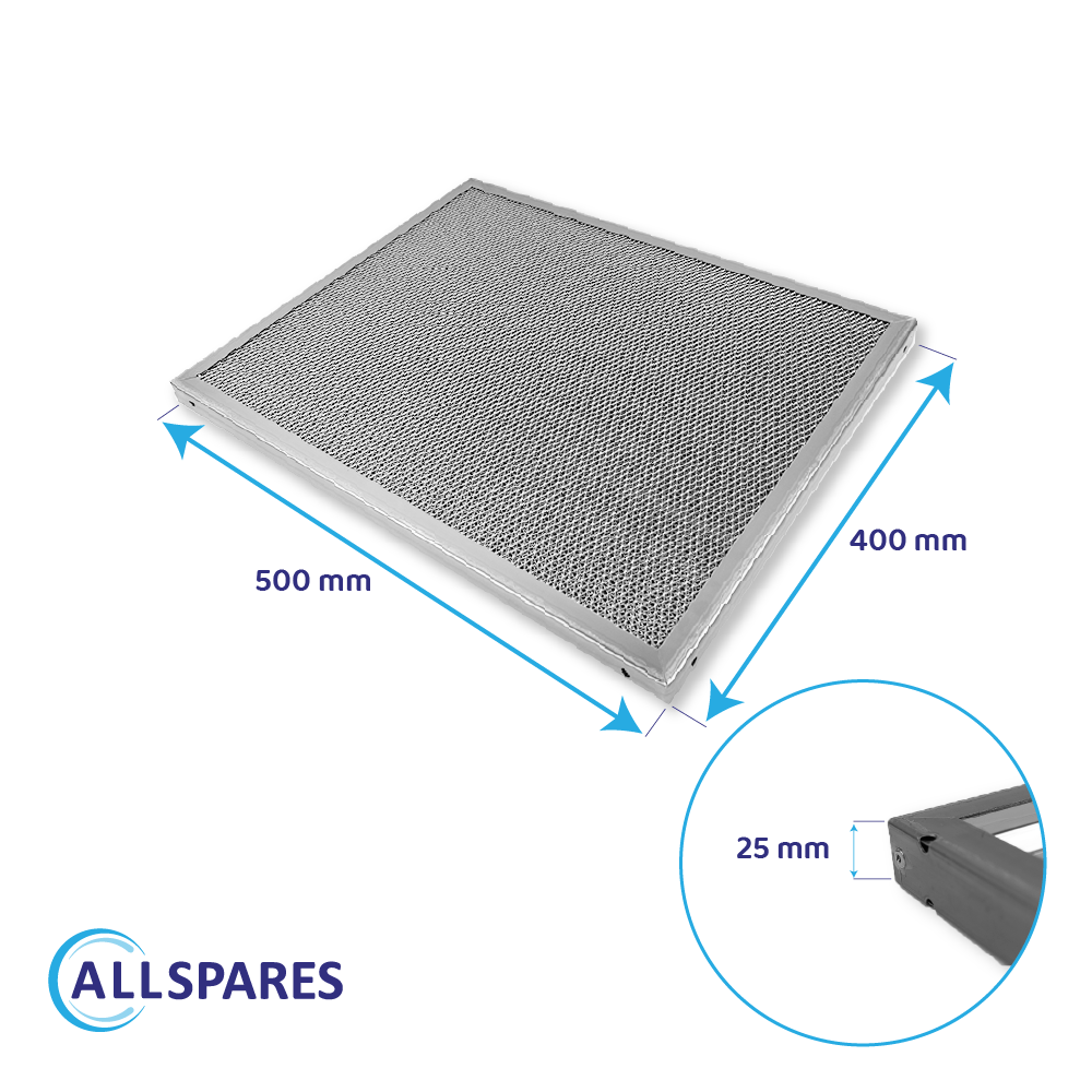 Filtro de malla 500x400x25mm INOX