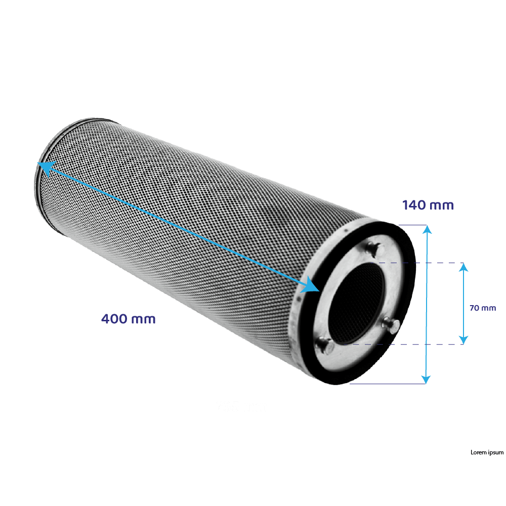 Filtro de carbono Pro Cylinder para campana extractora profesional