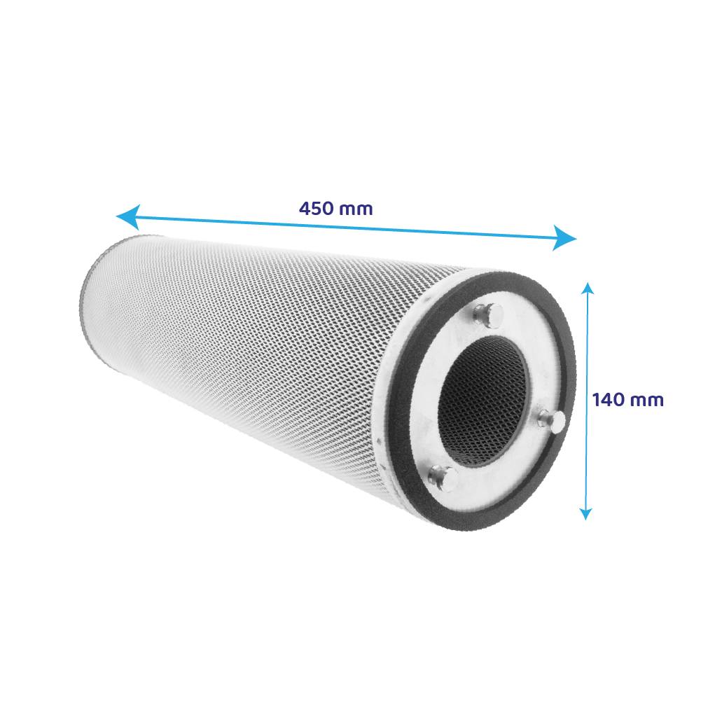 Filtro de carbón activo ⌀140x450 mm para extractor de hostelería