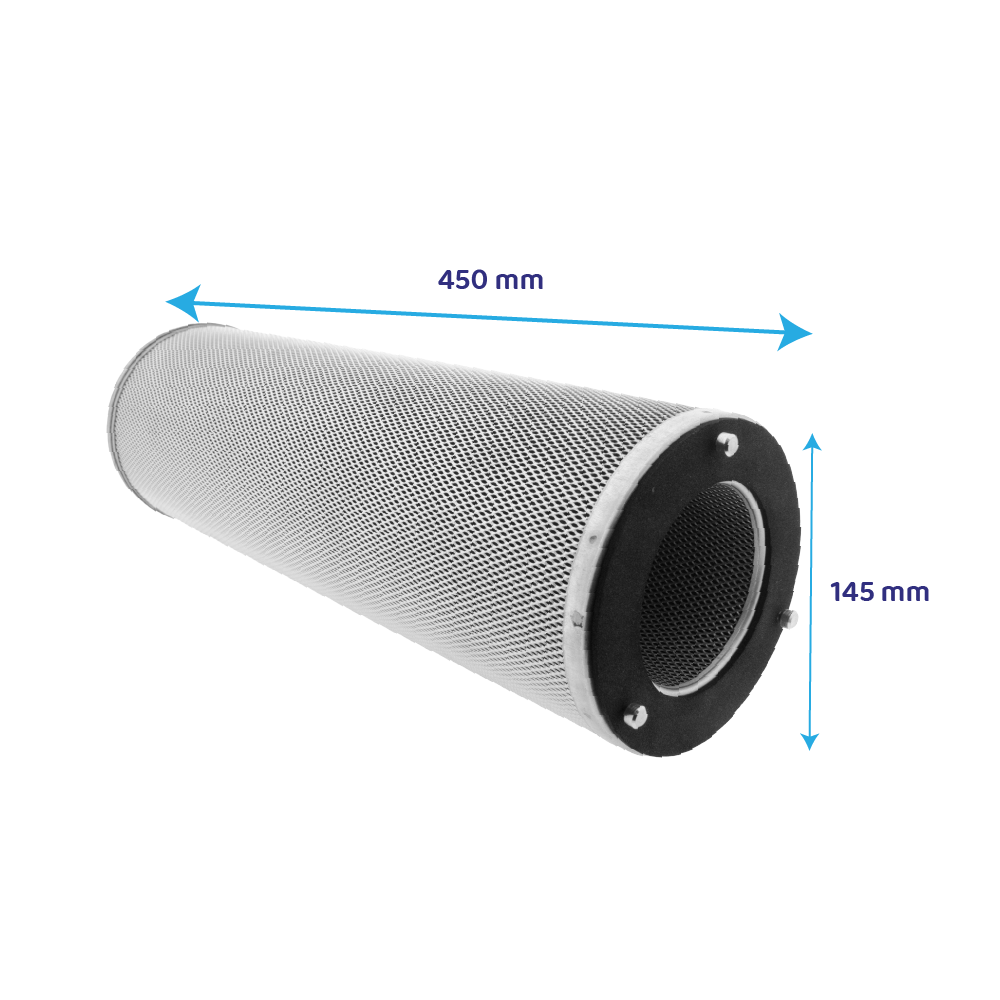 Filtro de carbón activo ⌀145x450mm para extractor hostelería