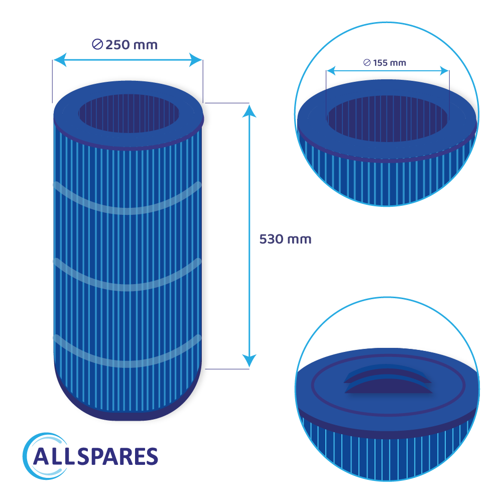 Filtro para piscina compatible con Waterair CW100 (antibacteriano)