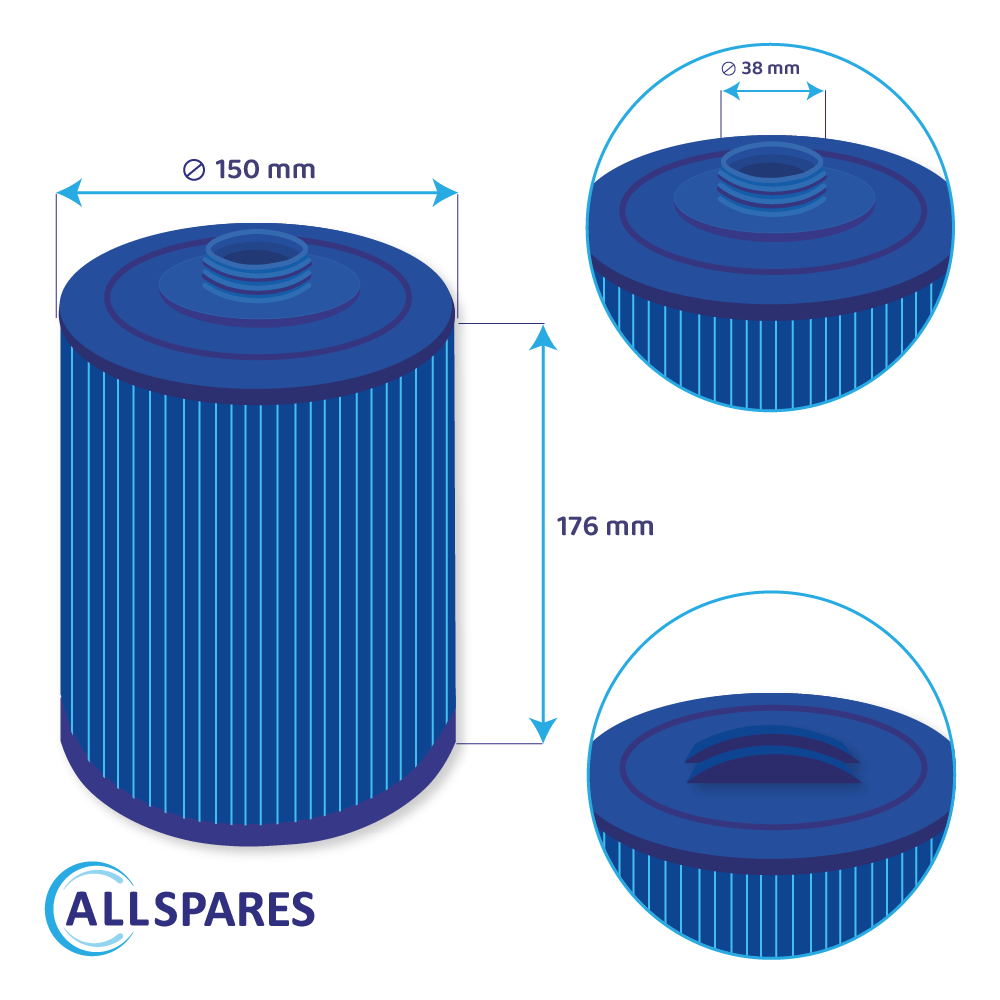 Filtro para spa Wellis AKU0135 / PWL35P3-M / 60358 (antibacteriano)