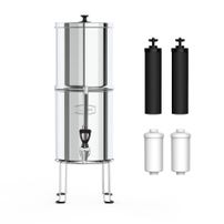 Sistema de filtrado de agua por gravedad de acero inoxidable (8,5l) incluidos 2 filtros de carbón y 2 filtros de flúor