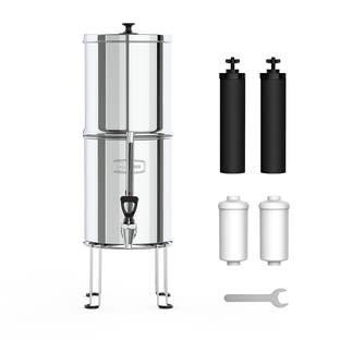 Sistema de filtración de agua por gravedad (8,5l) + 2 filtros de carbón y 2 filtros de flúor