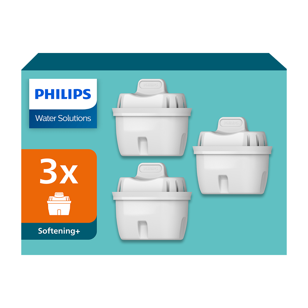 Filtro de agua Philips Softening+ Pack de 3 (filtra PFAS) compatible con BRITA Maxtra+