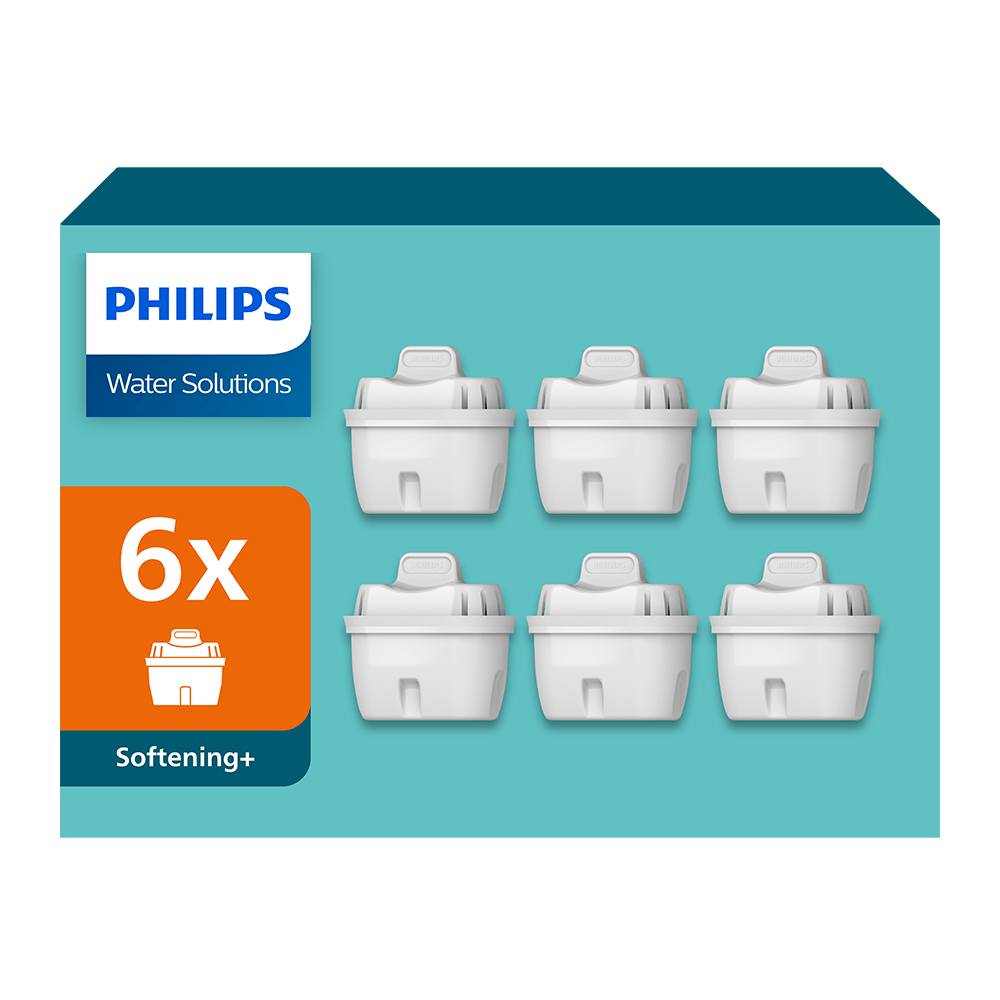 Filtro de agua Philips Softening+ pack de 6 (filtra PFAS) compatible con BRITA Maxtra+
